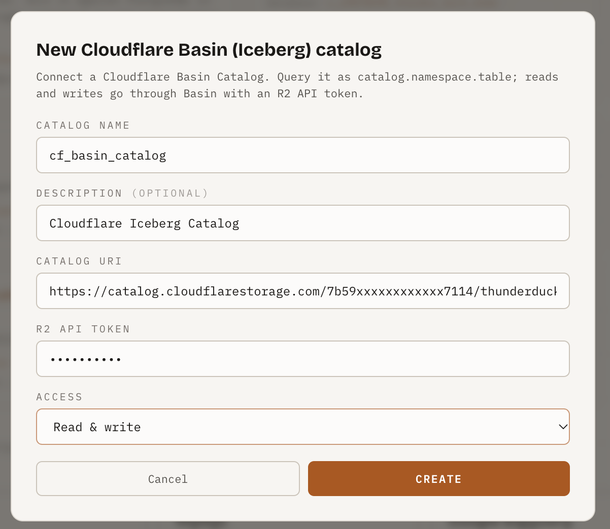 The Cloudflare Basin form in Thunderduck