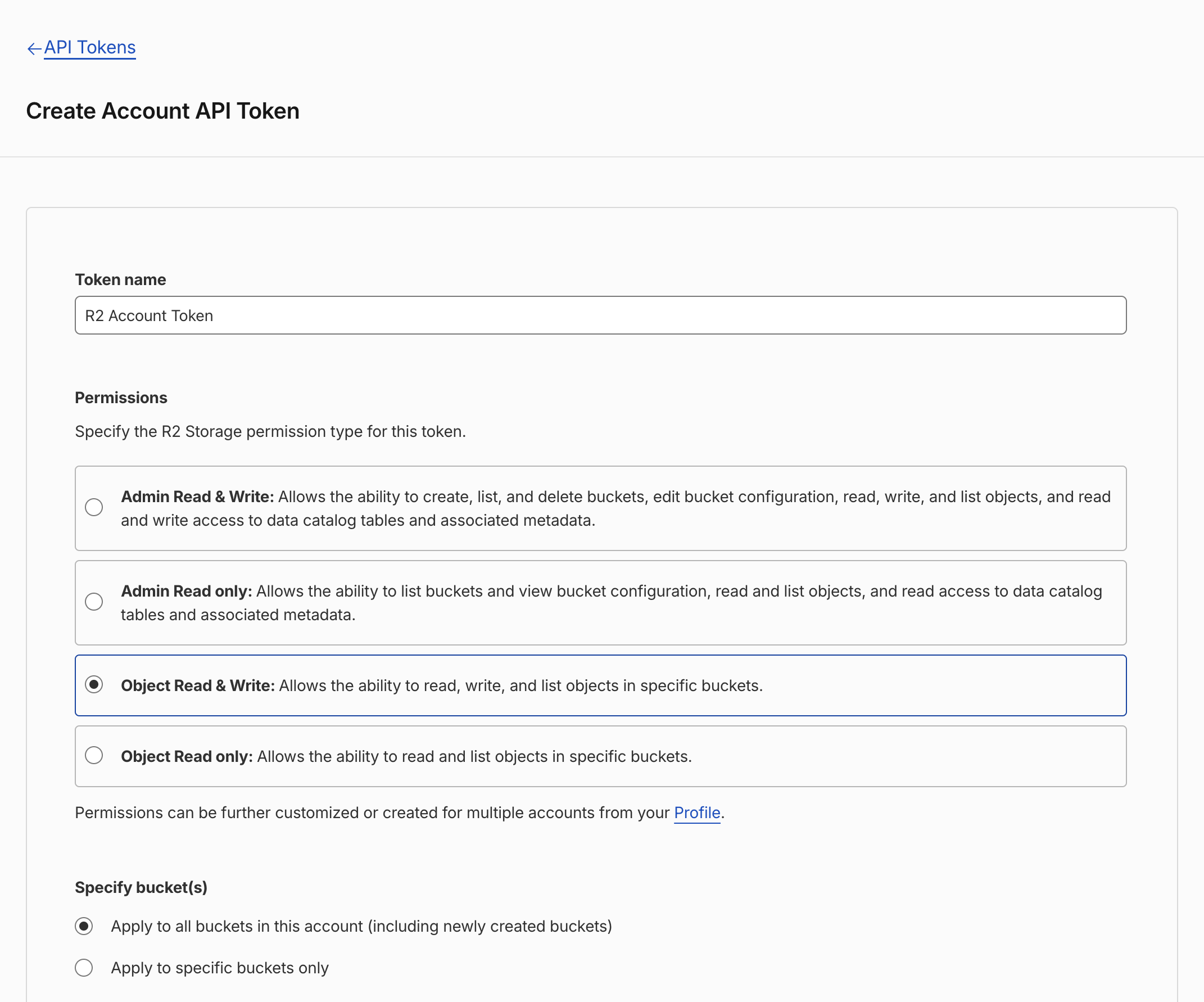 Creating an R2 API token